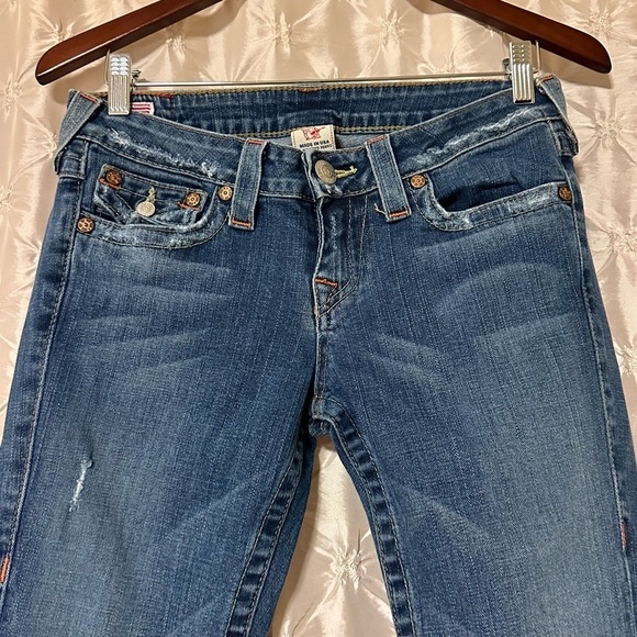 True Religion Joey Distressed Bootcut Flare Jeans Y2K 00s  Flap Pocket Boot Leg - Picture 3 of 14